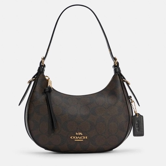 Coach Handbags - Authentic Coach Kleo brown & black signature hobo bag Style C7257